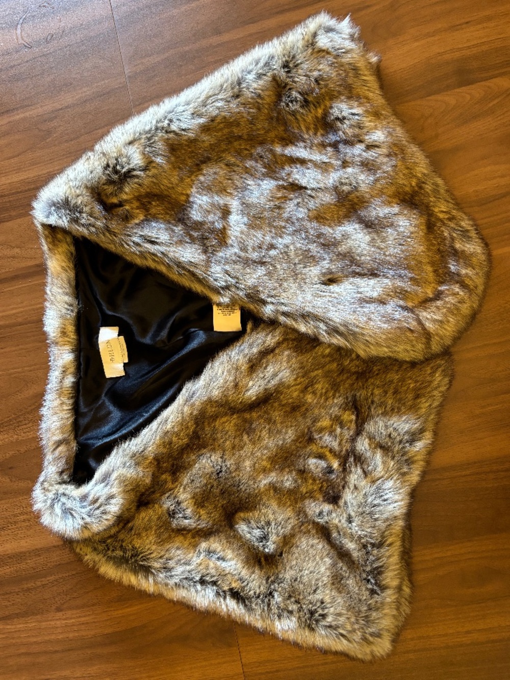 BHLDN faux fur wedding shawl / wrap, taupe brown, one size